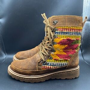 Born Oriana Brown Suede Leather Boots Women 6.5 Aztec Southwestern EU 37